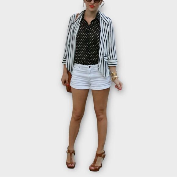 Urban Outfitters Ali & Kris Open Cropped Blazer in Blue Stripe Women’s Size S - Picture 2 of 11